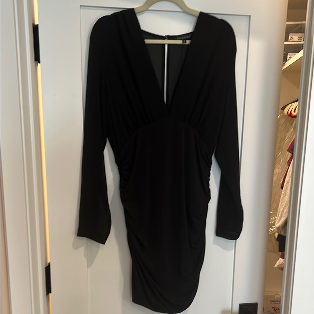 Dynamite Black Plunge Dolman Sleeve Bodycon Dress